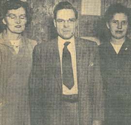 Picture of Olive Lundell, Glen How, and Winifred Parsons in Joliette, Qu&eacute;bec.